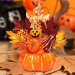 Halloween-Kürbisse, Ahornblätter, Ornament, Herbsternte, Dekor, neuartiges dekoratives Handwerk, Esstisch-Mittelstück für Geschäft und Büro, Style G