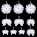 10 stuks Kerstmis engelenvleugels veren kerstboomversiering witte kerstboom decoratie veren vleugels hanger ornament voor doe-het-zelf handwerk