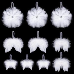 10 stuks Kerstmis engelenvleugels veren kerstboomversiering witte kerstboom decoratie veren vleugels hanger ornament voor doe-het-zelf handwerk