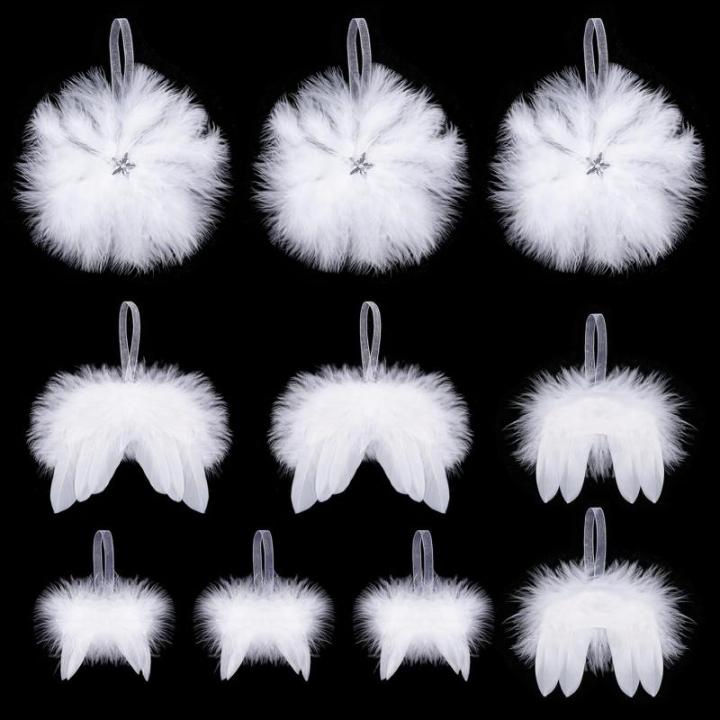 10 stuks Kerstmis engelenvleugels veren kerstboomversiering witte kerstboom decoratie veren vleugels hanger ornament voor doe-het-zelf handwerk
