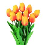 , , tulp, latex materiaal, voelt echt aan voor bruiloftskamer, thuis, hotel, feestdecoratie en doe-het-zelf decoratie (zonsondergang rood, 10 stuks)