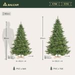 Kunstkerstboom 2,1 m, dennenboom met 760 takpunten en klapscherm, groene dennenboom met houten standaard, diameter 132 cm, extra grote boomdiameter