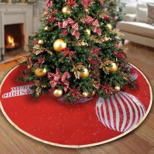 Kerstboomdeken, Kerstboomrok Kerstmis, Decoratie Boommat voor Kerstmis, Feest Home Decoraties, Kerstboomdeken in Rood en Wit Ø 90 cm