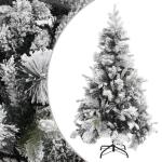 Weihnachtsbaum mit Schnee Künstlicher Weihnachtsbaum mit Tannenzapfen Hoher Weihnachtsbaum mit Ständer Grüne Schneespitze 195 x 95 cm