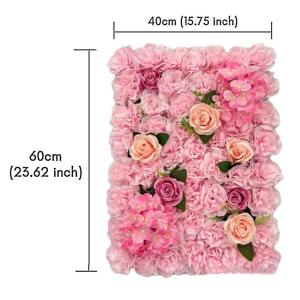 Blumenwandpaneel, 23,62 X 15,75 Zoll Rosa Künstlicher Hortensien-blumenhintergrund, Für Hochzeitsfeier-Blumen-hintergrunddekoration(Color:18pcs)