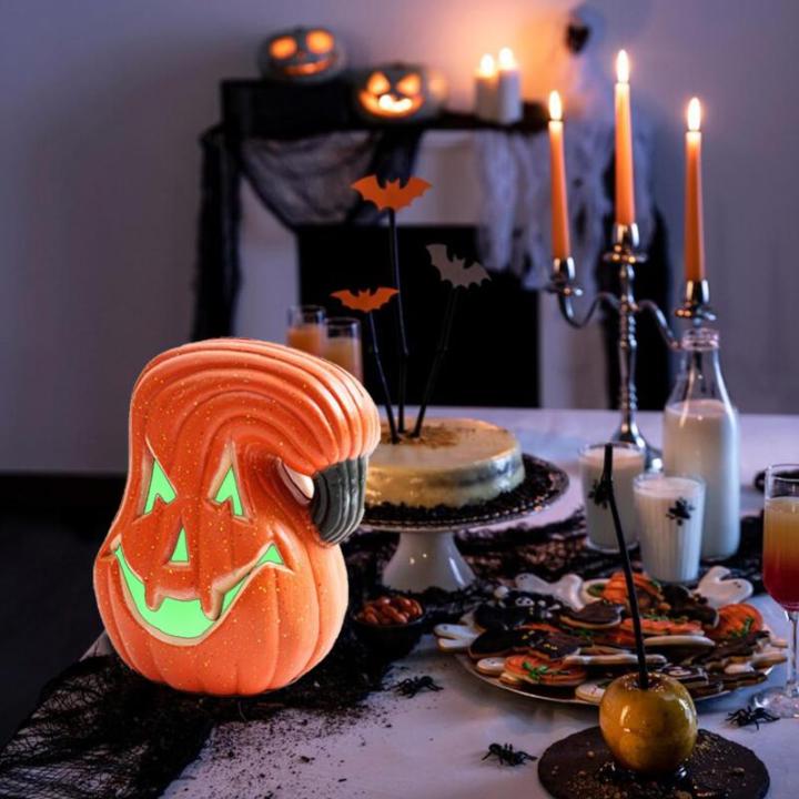 Halloween-Kürbislampe, künstlicher Kürbis, gefälschte Erntekürbisse, beleuchtete Kürbislampe für Halloween, Veranda, Party, Haustür, Kamindekoration, 17 x 17,8 cm (2#)