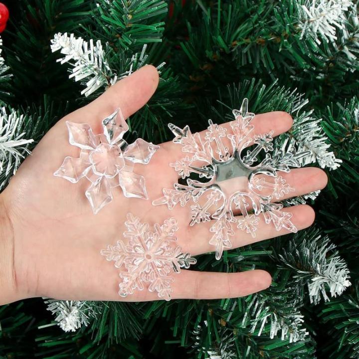 45 stuks kerstdecoratie sneeuwvlokken om op te hangen, acryl sneeuwvlokkendecoratie, ijspegels, hangende decoratie voor kerstboomversiering, raamdecoratie, winterdecoratie, feestsn
