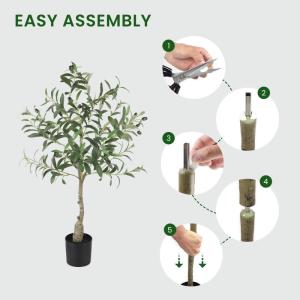Olijfboom, kunstplant, 90 cm, grote kunstolijfboom, kunstboom, ziet eruit als echt voor woonkamer, slaapkamer, kantoor, decoratie