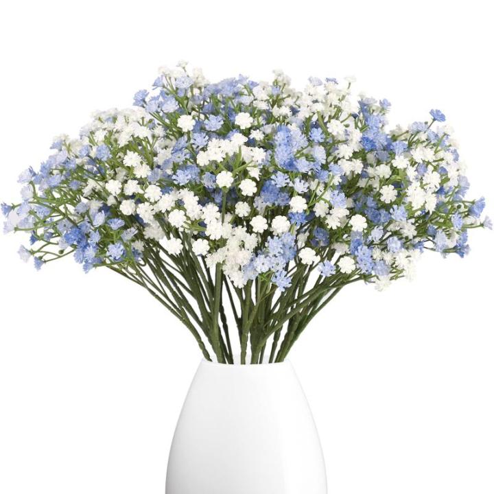 Gypsophila , 10 stuks, Gypsophila , Gypsophila, namaakbloemen, boeketten voor bruiloft, bruid, feest, woondecoratie (blauw en wit)