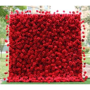 Blumenwandpaneel Rote Rose – Künstliche Blumenpaneele Für Wandhintergrund, Dunkelrote 3D-Blumenmatte, Seidenrose, Hortensie Für Zuhause, Party, Hochzeit, Geburtstag, Fotohinte