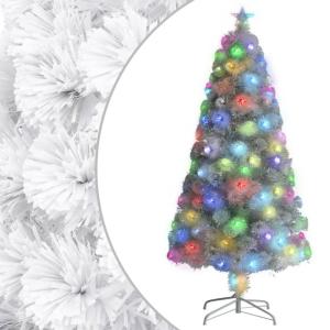 Künstlicher Weihnachtsbaum mit Beleuchtung Weiß 120cm Glasfaser Christbaum Kunstbaum Dekobaum Tannenbaum Weihnachten Künstlicher Weihnachtsbaum für Weihnachtsdeko