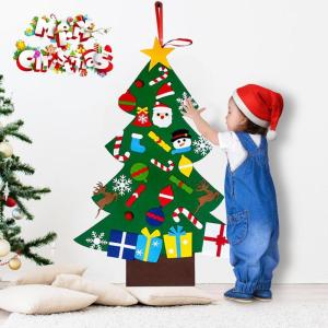 Filz Weihnachtsbaum Set DIY Filz Weihnachtsbaum Set Falt Filz Weihnachtsbaum Dekoration DIY Filz Deko Weihnachtsbaum Für Kinder mit Abnehmbaren Hängenden Ornamenten für Home/Tü