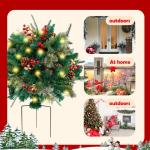 Verlichte kunstkersturnvulling, vakantiedecoraties voor buitenplanter, dozen, kerstversiering, driepoot staking en ledverlichting, 1 stuk