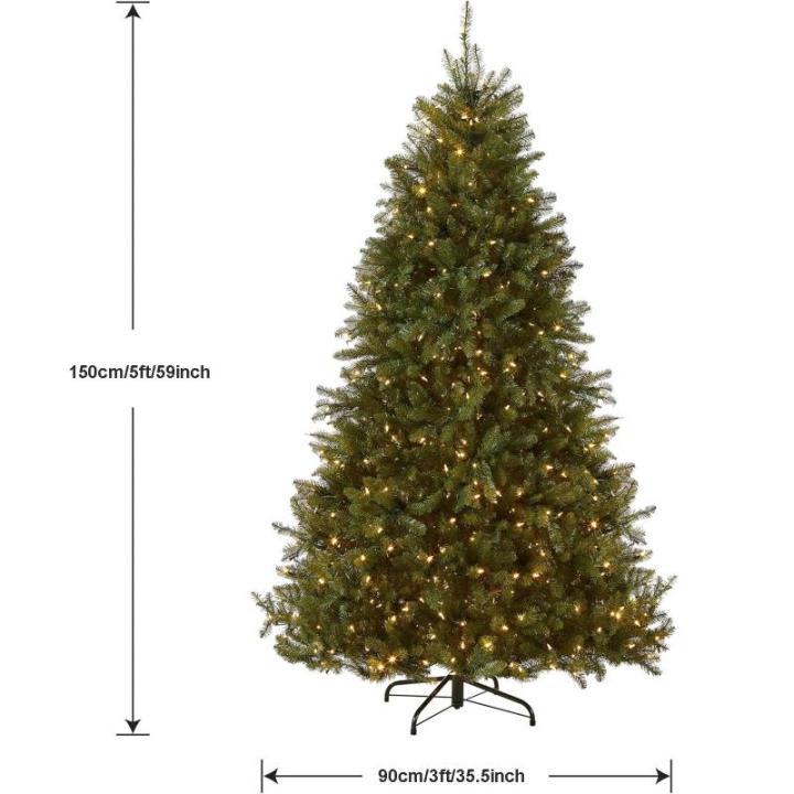 Weihnachtsbaum mit Beleuchtung, Weihnachtsbaum Künstlich mit Zweigspitzen aus PE und PVC, 120/150/180/210/240/300 cm Christmas Tree, Weihnachtsdekoration für Das Homeoffice(5ft/1