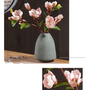 Kunstblumen Künstliche Retro-Magnolienblume mit Vase – Seidensimulationsblüte für Zuhause, Veranda und Event-Dekoration – lebensecht für jeden Anlass
