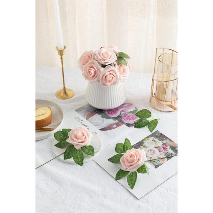 25 stks Echt uitziende Nep Rose Head, Faux Bloemen Realfor DIY Bruiloft Boeketten Centerpieces Arrangementen Party Home Decorations, Roze