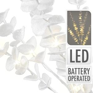 Struik met ledverlichting om neer te zetten - stabiele kunststof struik - 16 warmwitte leds met timerfunctie - op batterijen werkende kerstdecoratie (ronde bladeren)