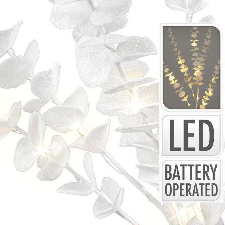 Struik met ledverlichting om neer te zetten - stabiele kunststof struik - 16 warmwitte leds met timerfunctie - op batterijen werkende kerstdecoratie (ronde bladeren)