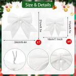 1 + 4 stuks witte strikken voor Kerstmis, kerstboom, strikken, glitter, kerstboomversiering voor familiefeesten, feestdecoratie voor Kerstmis, vakantie, bruiloft, feesten (2 maat)