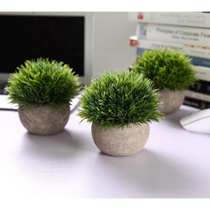 van kunststof groene planten in pot met meerdere lagen gras voor thuis en op kantoor, set van 3 stuks