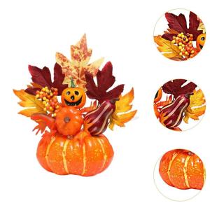 Halloween-Kürbisse, Ahornblätter, Ornament, Herbsternte, Dekor, neuartiges dekoratives Handwerk, Esstisch-Mittelstück für Geschäft und Büro, Style G