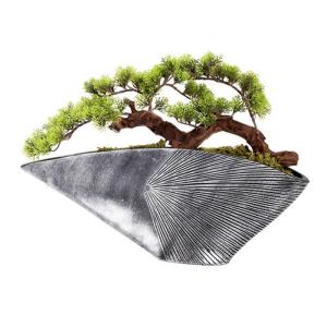 Künstlicher Bonsai-Baum Künstlicher Bonsai-Baum, Kunsttopfpflanze, Tischaufsteller, Kunstbonsai, japanische Kiefer, Bonsai-Kunstpflanzen mit Harzschalen-Pflanzgefäß for Heimdek