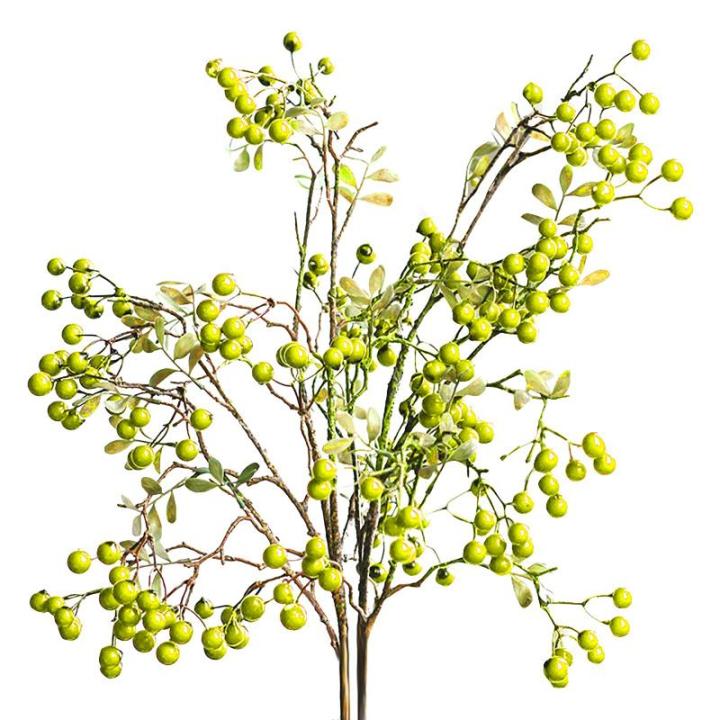 Künstliche Beerenzweige mit langem Stiel, 60 cm, grüne Beerenstiele, künstlicher Beerenstrauß für Tischdekoration, Vase, Heimdekoration, Weihnachtsdekoration, 4 Stück