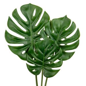 3 stuks grote kunstmatige monsterabladeren met lange steel voor vaas nep tropische planten plastic palmbladeren realistische Philo schildpadbladeren voor thuis bruiloft feestdecora