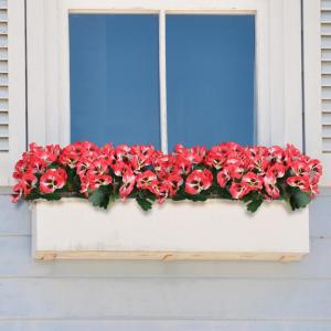 10 bundels kunstbloemen zoals echt balkon, kunstbloemen, buiten, uv-bestendig, weerbestendig, kunstbalkonplanten, balkonbloemen voor huis, vensterbank, bruiloft, decoratie, rood