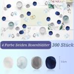 300 stuks zijden rozenblaadjes, herbruikbaar, 4 kleuren, blauwe kunstbloemblaadjes, bruiloft, rozenblaadjes, huwelijksaanzoek, romantische decoratie voor bruiloft, Valentijnsdag, b