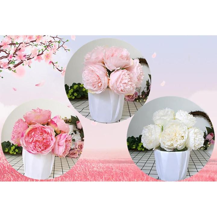 Falsche Blumen, Realistische Blumenarrangements, Künstliche Pfingstrose, Seidenblume mit Stiel, realistischer bunter Blumenstrauß, 5 Köpfe, Kunstpfingstrose, blaue Pfingstrose, 