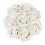 Rozenbox rond, 8 rozen, stabiele bloemenbox wit, 10 jaar houdbaar, cadeau-idee, decoratieve bloemenbox, wit