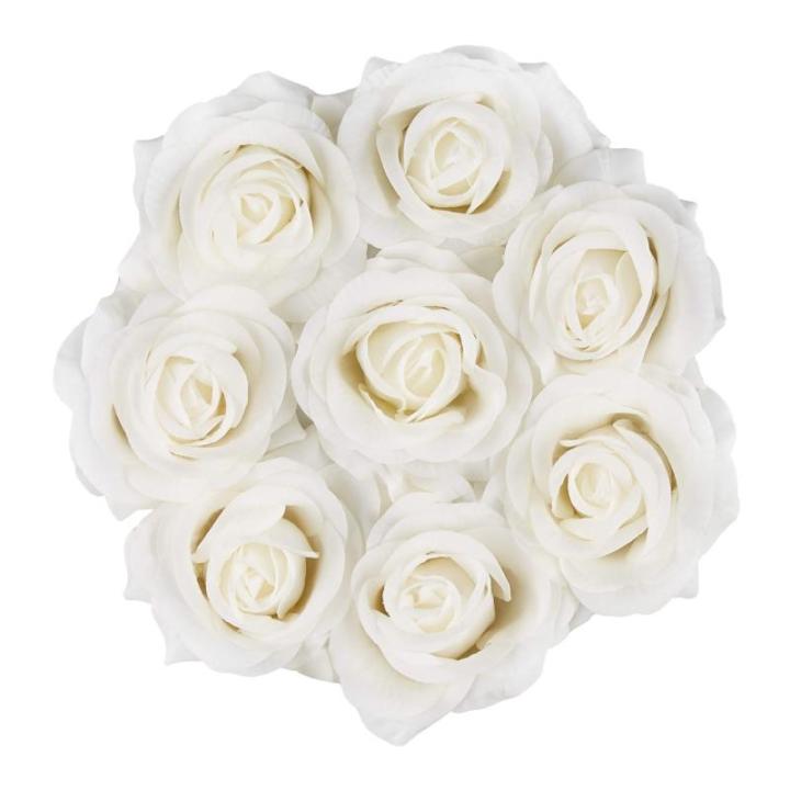 Rozenbox rond, 8 rozen, stabiele bloemenbox wit, 10 jaar houdbaar, cadeau-idee, decoratieve bloemenbox, wit
