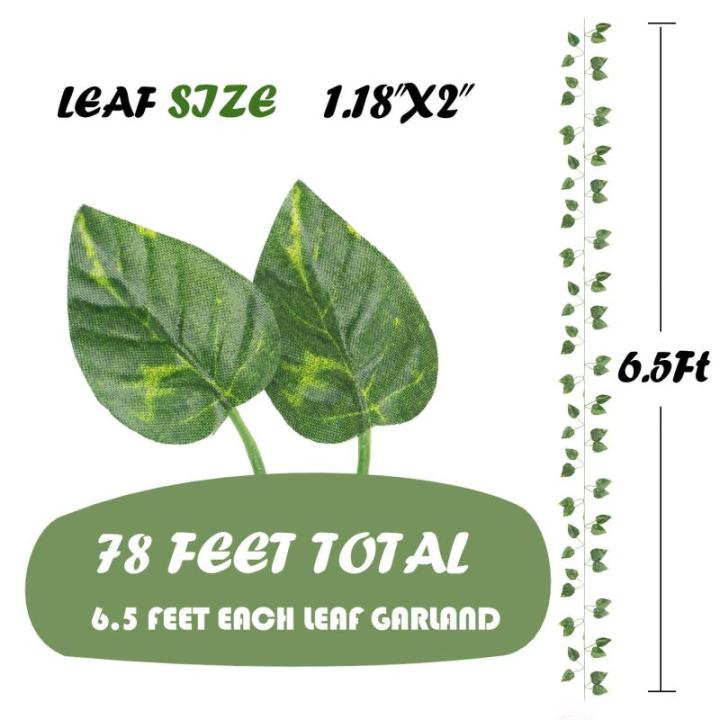 78Ft 12 stks Zijde Kunstmatige Ivy Wijnstok Hangende Bladeren Plant Greenery Decor Party Thuis Tuin Bruiloft Muurdecoratie