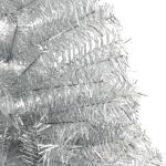 Halve kunstkerstboom met standaard, kerstboom, dennenboom, decoratieve boom, kunstboom, kerstdecoratie, zilver, 240 x 125 cm