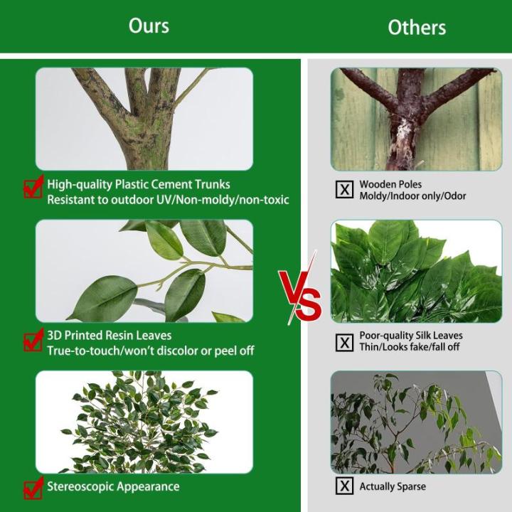 Benjamini Ficus, , grote kunstboom, kamerplant, decoratie met afneembare echte houten stam, voor kantoor, decoratie, slaapkamer, eetkamer, binnen, buiten, groen, 120 cm