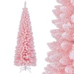 Kunstkerstboom, potlood, 180 cm, dennenboom met sneeuw, kerstboom met 460 takken en inklapbare metalen standaard, slanke kunstboom, Kerstmis voor thuis, kantoor, roze