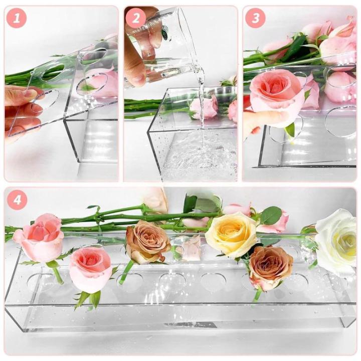 Transparente Acryl-Vase, 16 Löcher, elegante Tischdekoration, Vase, Blumenhalter für Hochzeiten und Valentinstag, Heimdekoration