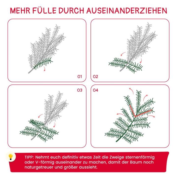 Kunstkerstboom in winterlook, onberispelijke witte naaldjurk, kunstkerstboom met 300 buigbare pvc-punten en metalen standaard, opvouwbare dennenboom voor eenvoudige montage, hoogte