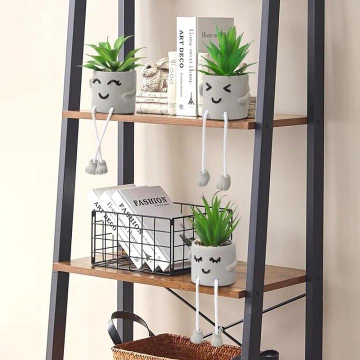 3 stuks kunstmatige vetplanten, echte planten met potten, emotioneel cement, potplant met hangende poten, decoratie, planten voor badkamer, tafeldecoratie, woonkamerdecoratie, vens