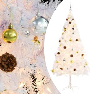 Kunstkerstboom met verlichting en ballen, wit, 180 cm, dennenboom, kerstboom, dennenboomdecoratie, kerstbomen, kerstboom - 321503