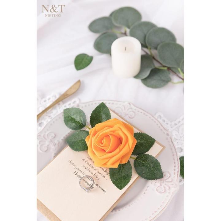 Kunstbloemen, rozen, 25 stuks schuimrozen, kunstrozen met stelen, decoratieve bloemen, herfstbloemen, bloemendecoratie voor bruiloft, boeketten, bruid, herfstdecoratie, woondecorat