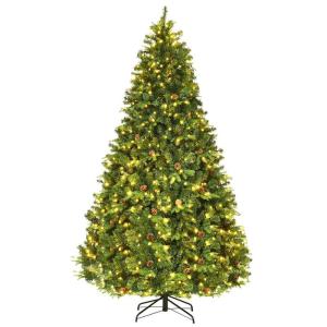 240cm LED Künstlicher Weihnachtsbaum, Christbaum mit Klappsystem und Metallständer, Tannenbaum geschmückt, Kunstbaum Weihnachten ideal für Zuhause, Büro, Geschäfte und Hotels