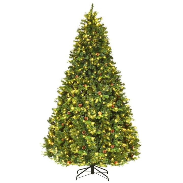 240cm LED Künstlicher Weihnachtsbaum, Christbaum mit Klappsystem und Metallständer, Tannenbaum geschmückt, Kunstbaum Weihnachten ideal für Zuhause, Büro, Geschäfte und Hotels