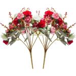 21 kunstzijden rozen, 2 bundels , decoratieve kleine boeketten , kunstboeket, realistisch plastic boeket voor huis, feest, taartdecoratie
