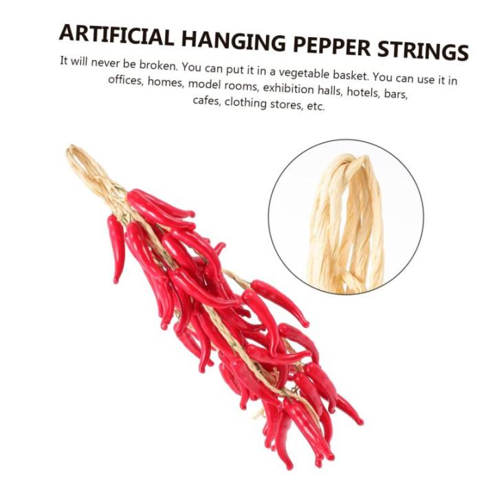 2 Sätze Simulierte Hängende Knoblauchspieße Wohnraumdeko Ladeneinrichtung Paprika Dekoration Gefälschte Hängende Pfeffergirlande Pfeffer Für Bauernhausdekor Schaum Rot 5 Stü
