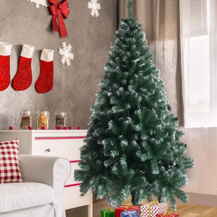 Kunstkerstboom - 180 cm kerstboom met metalen standaard, hoogwaardige en duurzame kerstboom van pvc voor thuis, kantoor, winkels en hotels, groen + sneeuw, 180 cm