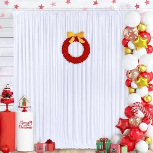 Weißer Polyester-Hintergrund: faltenfreier Party-Hintergrund, Vorhang, 3,2 x 3 m, Hochzeits-Stoffhintergrund für Geburtstag, Abschlussball, Verlobung, Motto-Party, Party-Hintergr
