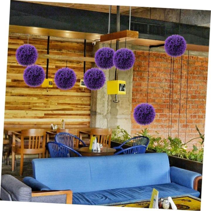 4 Stück Eukalyptus-Grasball künstliche Pflanzen gefälschte Pflanzengrünkugeln grüne Kugeln Dekorative Pflanzenkugel Zimmerpflanzenkugel Partygeschenk Graskugeln Plastik Violet