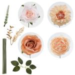 Künstliche Blumen, künstliche Rosen, Dahlie mit Stielen für selbstgemachte Hochzeit, Brautsträuße, Babyparty, Blumenarrangement, Tischdekoration, Heimdekoration (Hautfarbe)